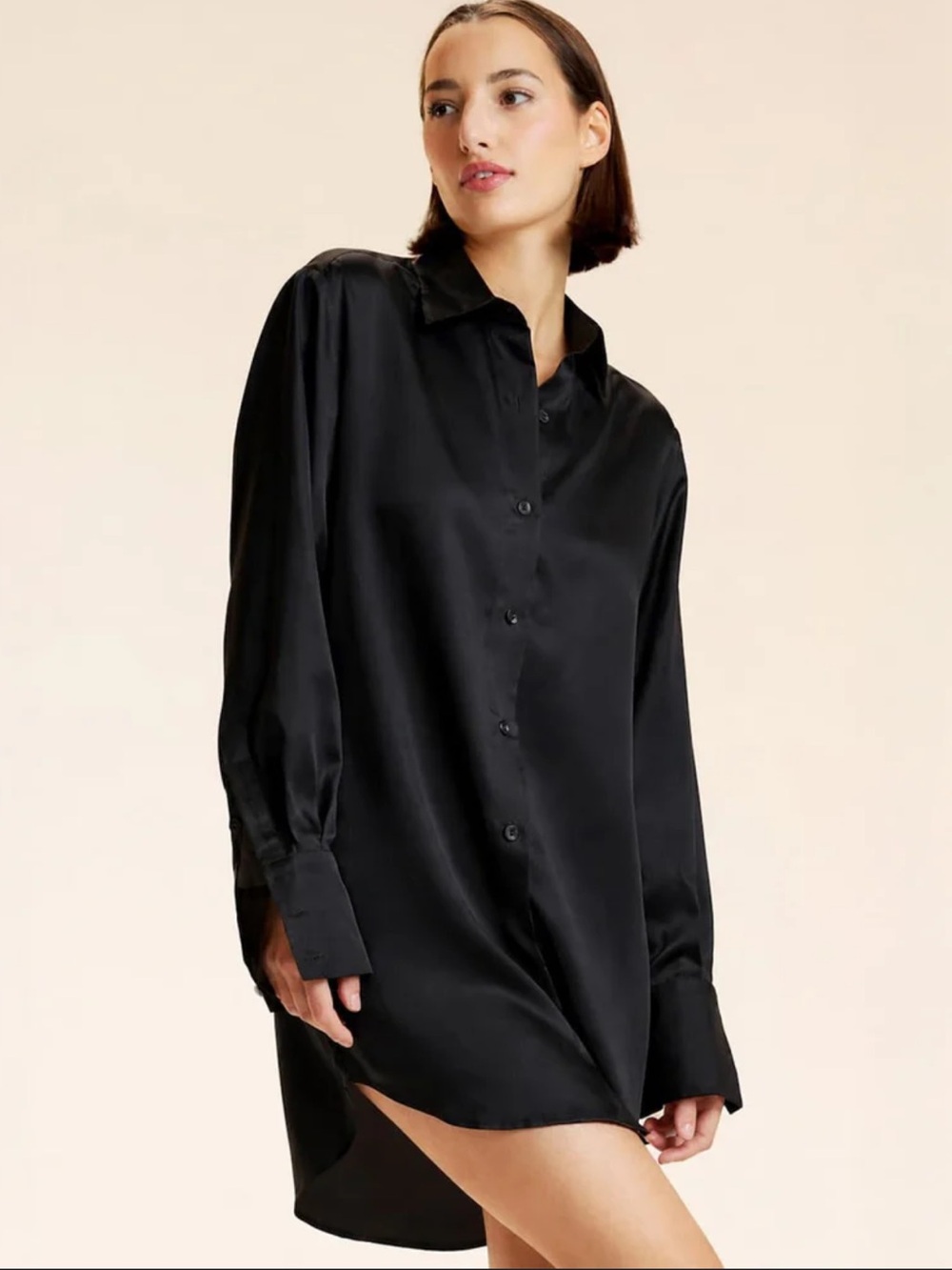 H&M Satin Button Up Long Sleeve Dress Size XL Like New Worn Once